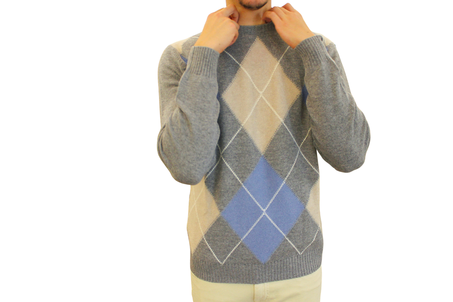 Maglioncino Girocollo a Rombi Lana/Cashmere