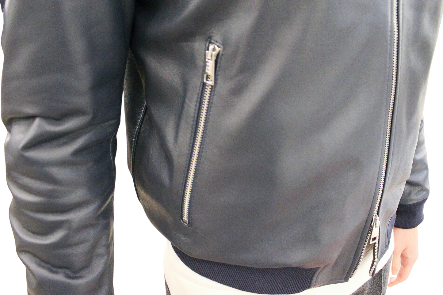 Giubbino in pelle in agnello Plongè