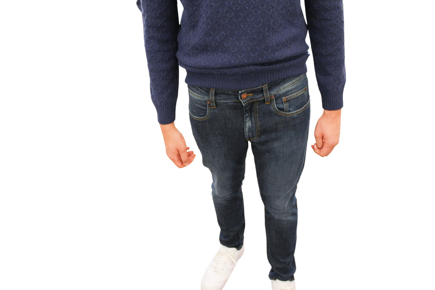 Jeans in denim di cotone Made in Italy Dark-blue