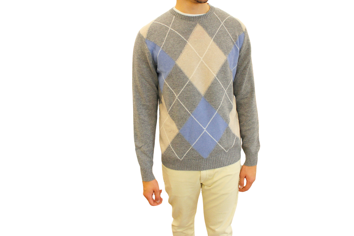 Maglioncino Girocollo a Rombi Lana/Cashmere