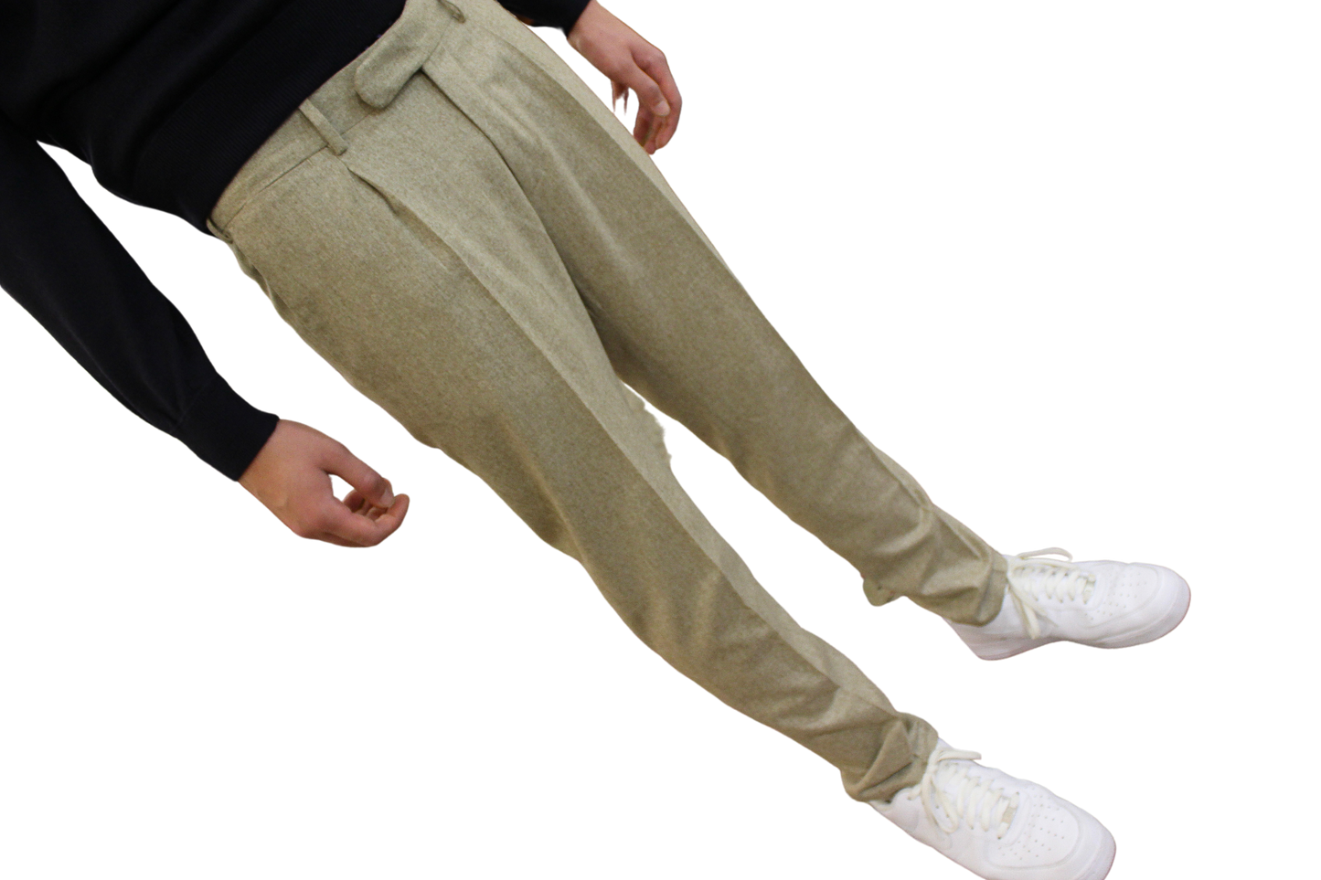 Pantalone T/A Tinta unita con pence in Flanella pettinata 130's Tasmania