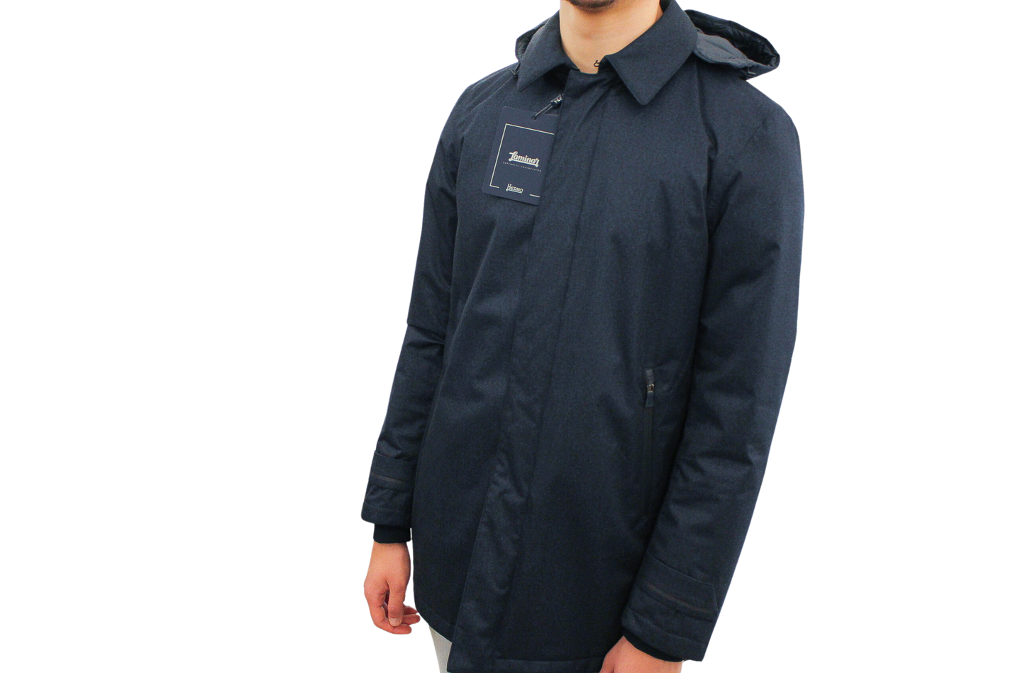 Herno Impermeabile in lana tecnica con cappuccio staccabile