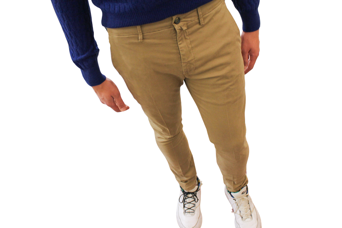 Pantalone t/a di cotone Made in Italy color beige