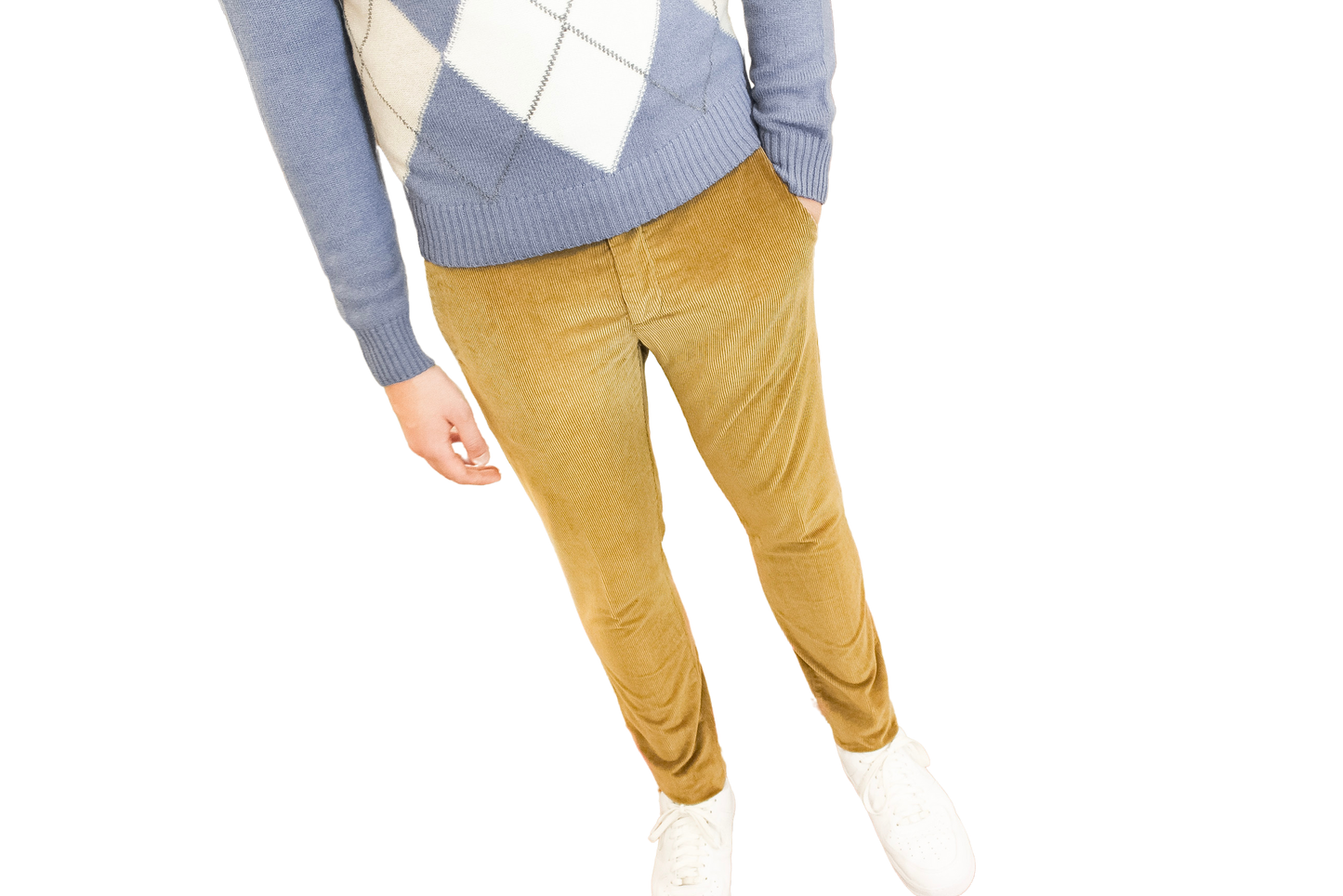 Pantalone t/a in velluto Made in Italy Panna