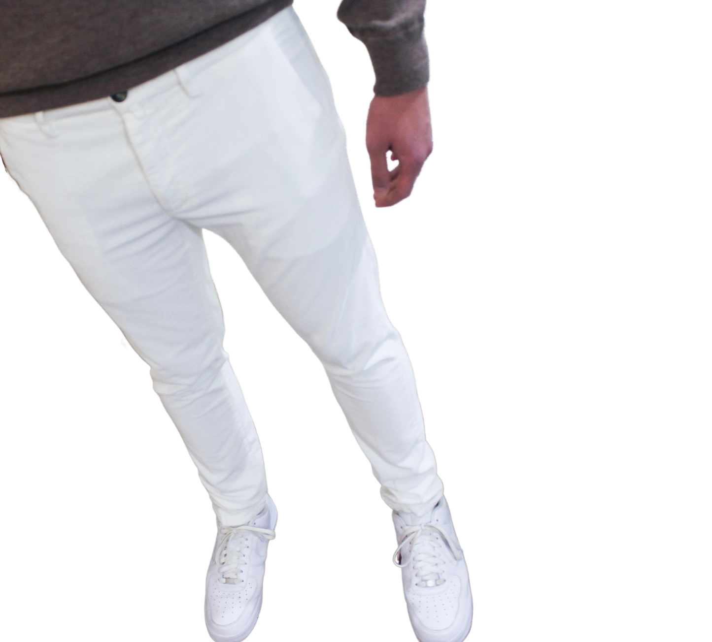 Pantalone t/a in velluto Made in Italy Panna