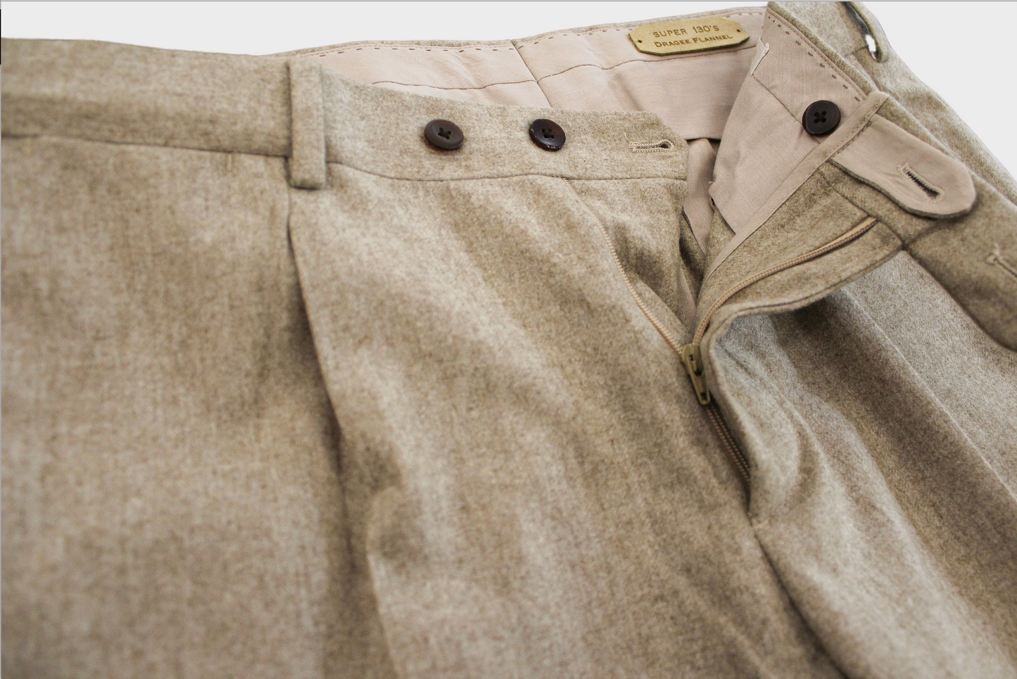 Pantalone T/A Tinta unita con pence in Flanella pettinata 130's Tasmania