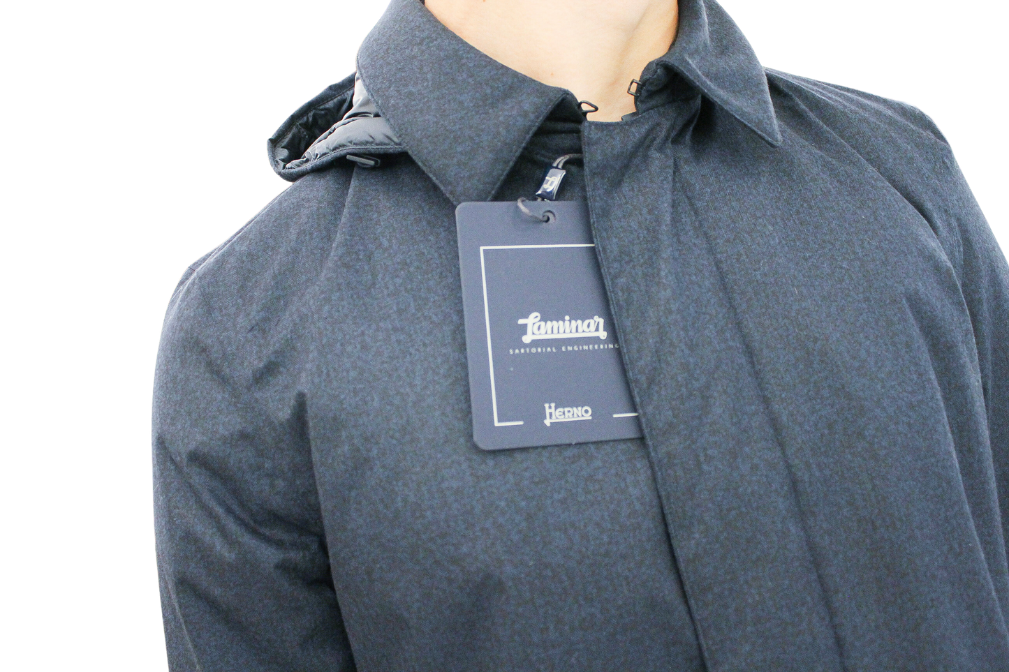 Herno Impermeabile in lana tecnica con cappuccio staccabile