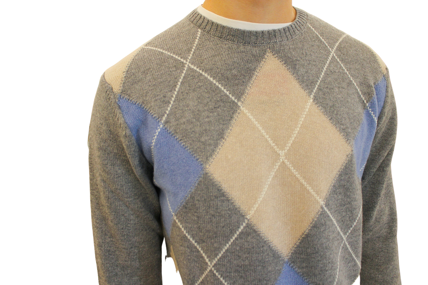 Maglioncino Girocollo a Rombi Lana/Cashmere