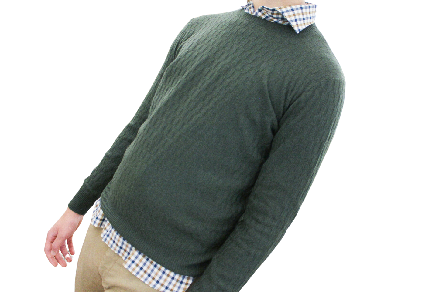 Maglioncino in lana merinos con motivo in rilievo Verde